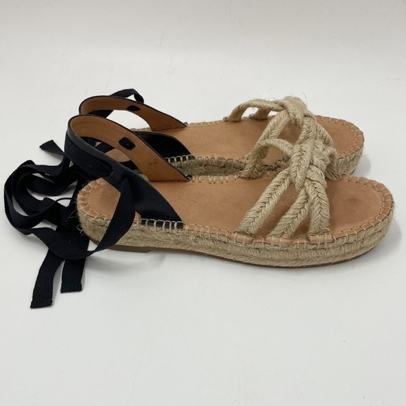 Madewell 7 The Gwen Platform Espadrille Sandal Jute Lace Up AM226 - Picture 5 of 11